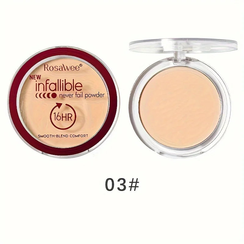 Matte Pressed Powder Foundation Full Coverage 16 Hour Longwear Face Makeup, Oil Control Flawless Finish, Finishing Powder