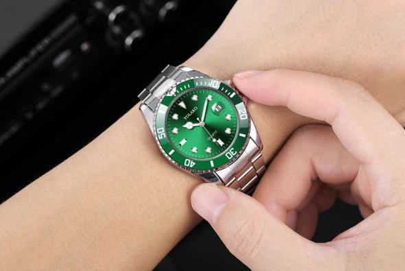 Men Calendar Green Dial Watch