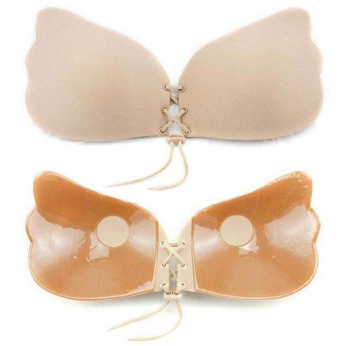 Lace-Up Invisible Push-Up Bra - D / Black