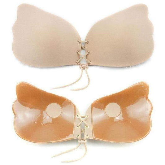 Lace-Up Invisible Push-Up Bra - D / Black