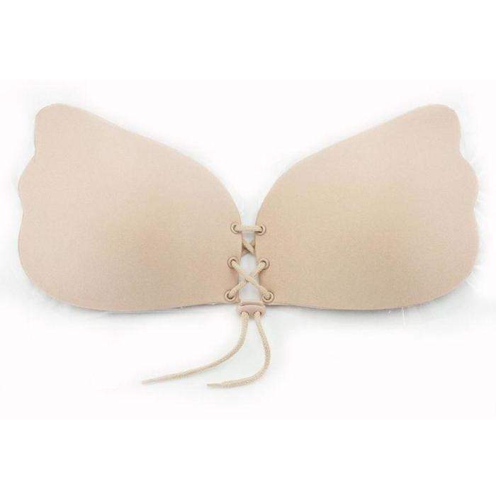 Lace-Up Invisible Push-Up Bra - D / Black
