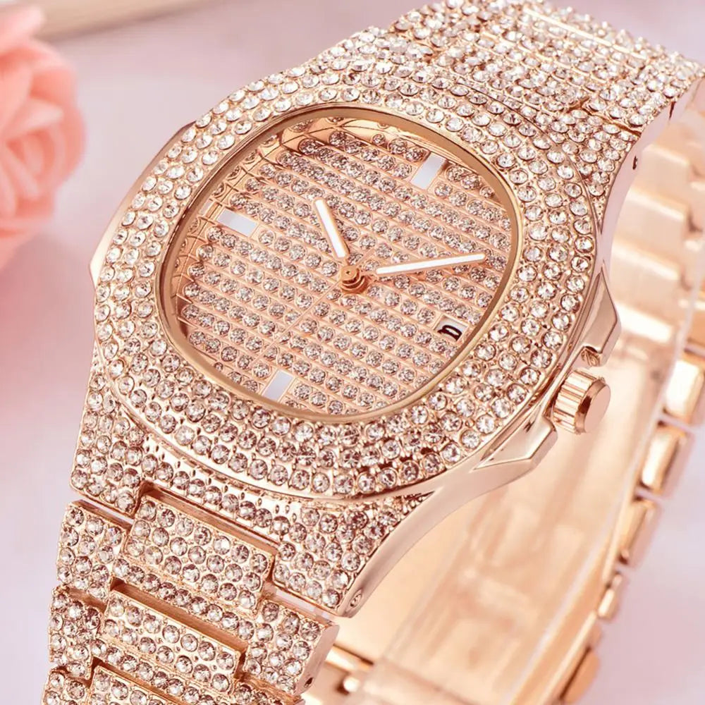 Iced Out Diamond Steel Hip Hop Watches Gift