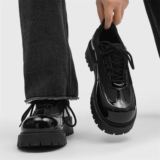 Shoes for Men High Quality Trend Casual Shoes Men Leather Original British Thick Sole Comfort Derby Shoes Sneaker Zapatos Hombre