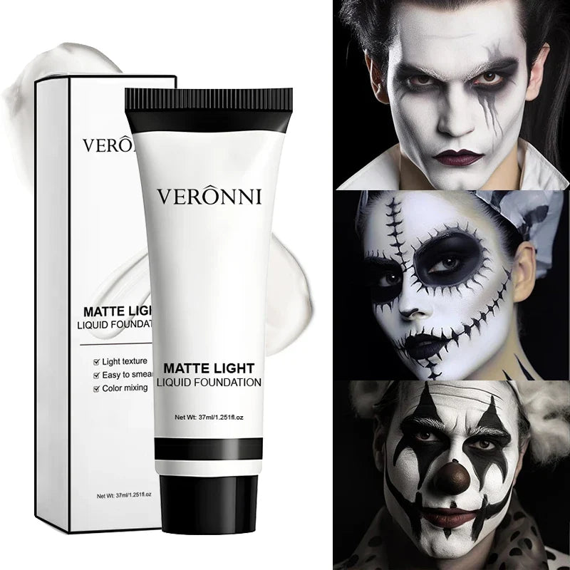 Professional White Face Foundation-Waterproof,Matte Finish,for Photography,Clown,Gothic Makeup,24H Wear,Natural Look Cosmetics