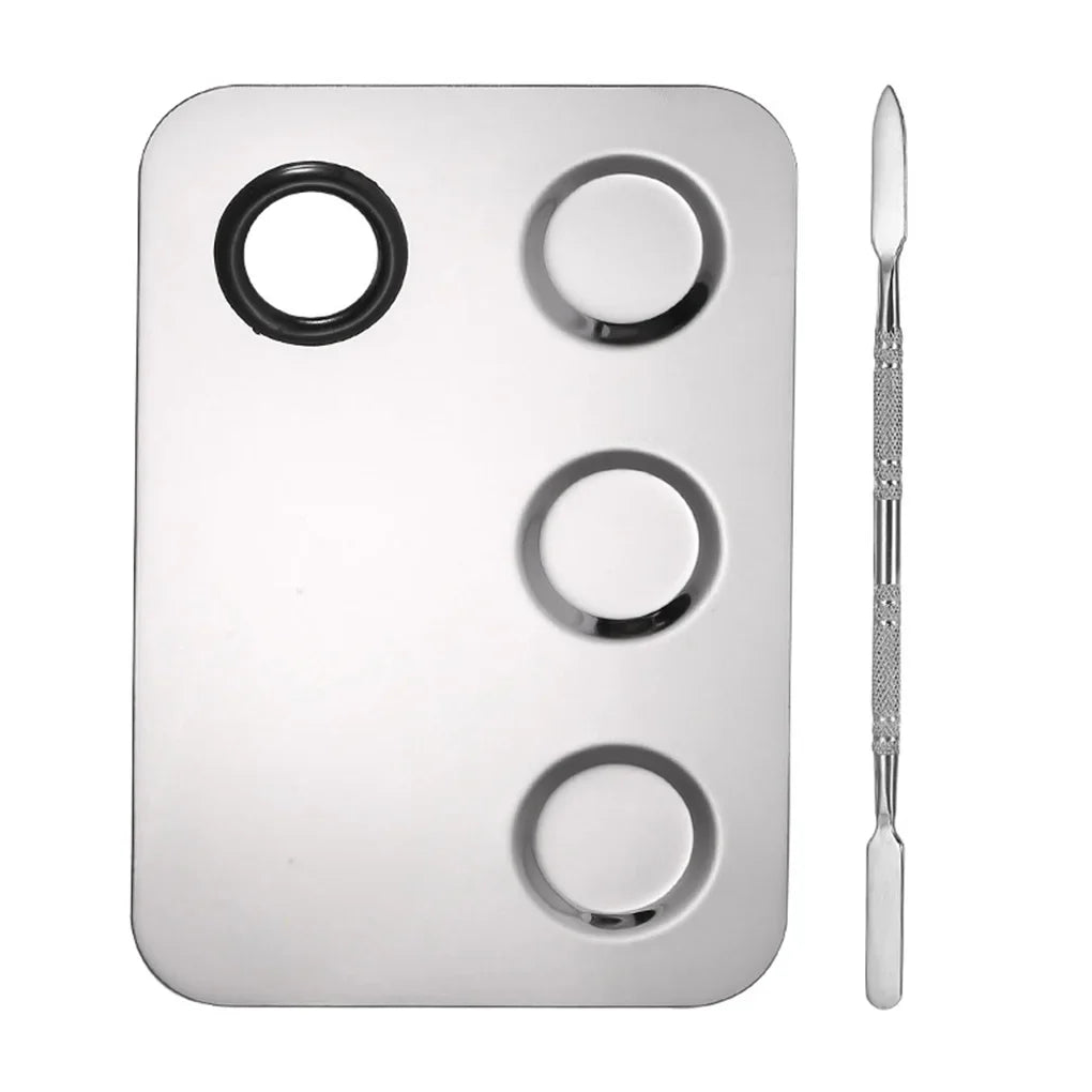 Makeup Palette Cosmetic Plate Blending Mixing Tray with Spatula Manicure Color Tool for Foundation Gel Eye Shadow