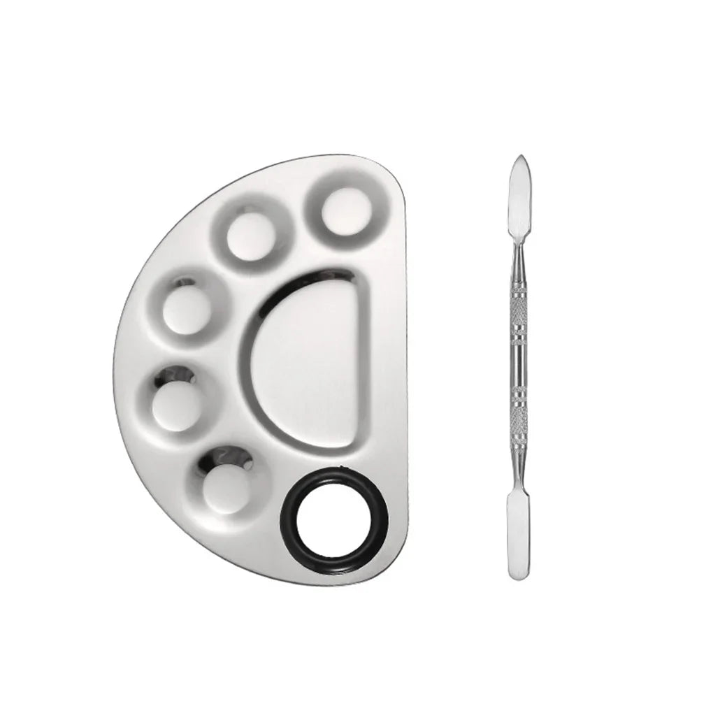 Makeup Palette Cosmetic Plate Blending Mixing Tray with Spatula Manicure Color Tool for Foundation Gel Eye Shadow
