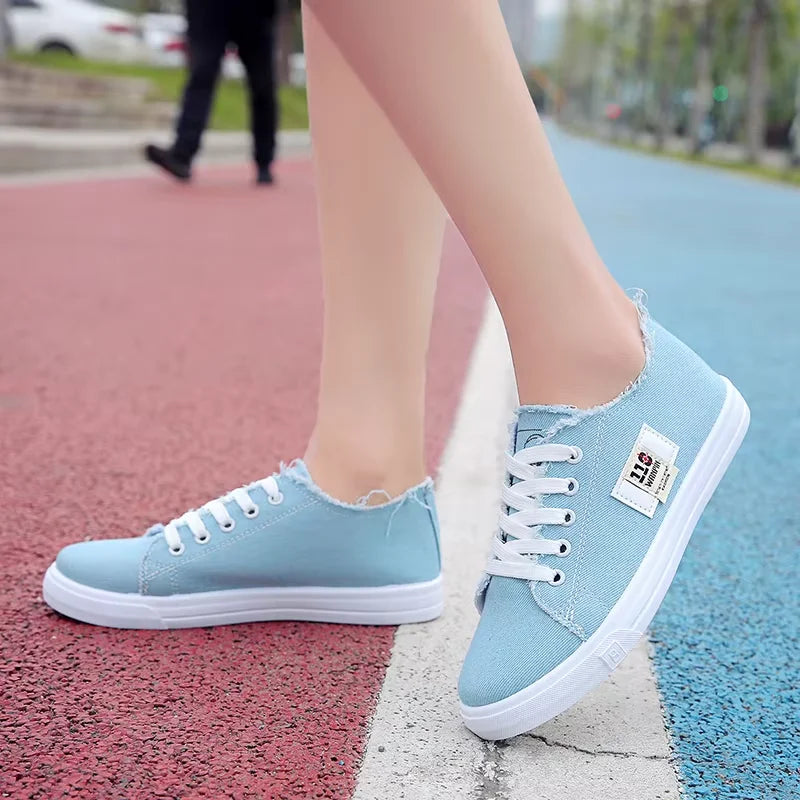 Women's Shoes Spring White Shoes Comfortable Student Sports Flat Shoes Sports Shoes Fashionable Casual Canvas Shoes for Women