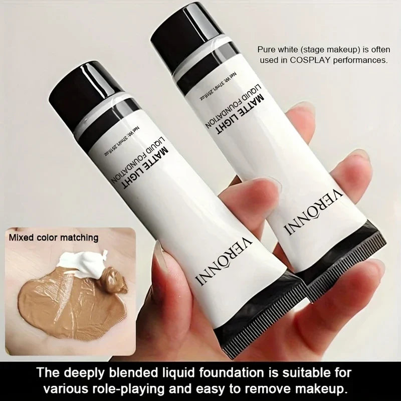 Professional White Face Foundation-Waterproof,Matte Finish,for Photography,Clown,Gothic Makeup,24H Wear,Natural Look Cosmetics