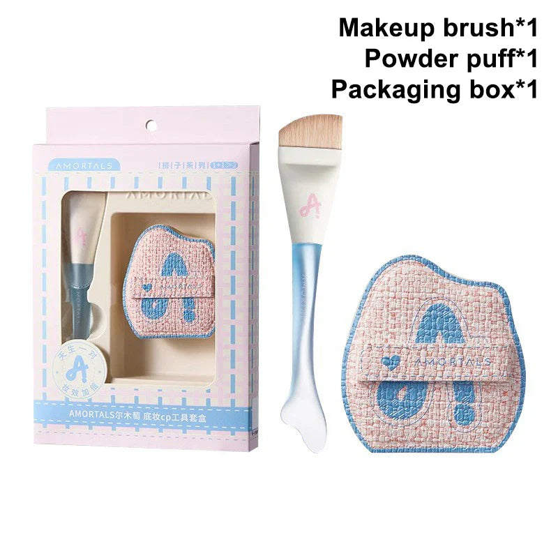 Makeup Ultra-Thin Brush Set Foundation Brush With Traceless Sponge Powder Soft Puff Angled Head Makeup Brush Beauty Tool